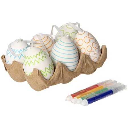 Set 6 oua de colorat pentru Paste cu 4 carioci colorate Grafix GR810034A