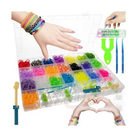 Set creativ elastice loom colorate cu organizator si accesorii, 4400 piese Kruzzel MY18062 - Img 2
