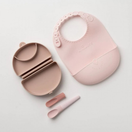 Set diversificare hrana bebelusi Miniware Sili Mini GO, 100% din materiale naturale biodegradabile, 3 piese, Pink Antioxidant - Img 7