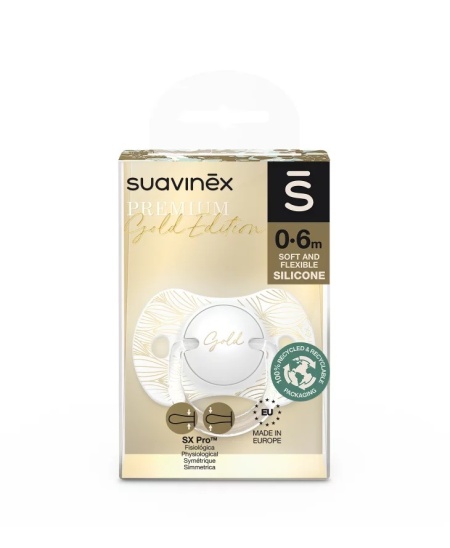 Suzeta fiziologica SX Pro din silicon 0-6 luni Bej Gold Premium - Img 4