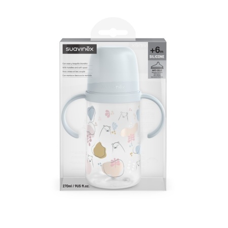 Cana cu mustiuc din silicon, 270 ml, Bears, albastru, Suavinex - Img 3
