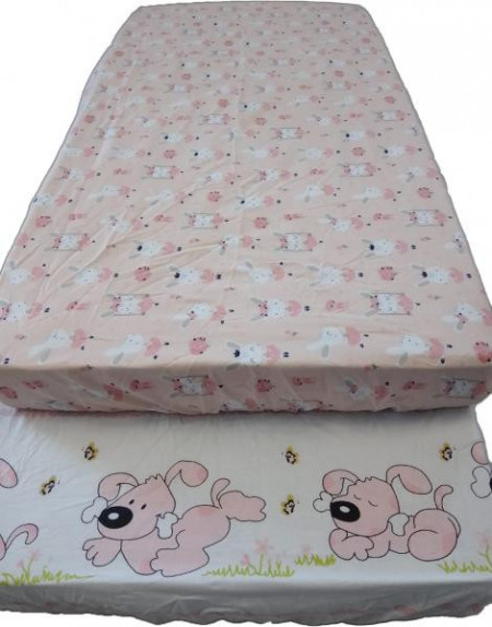 Cearcaf Imprimat cu Elastic Roz 120X60 - Img 2