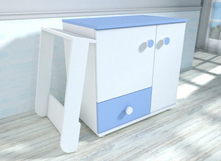 Comoda cu blat de infasat MyKids Lucky Alb-Albastru 0121PE - Img 2