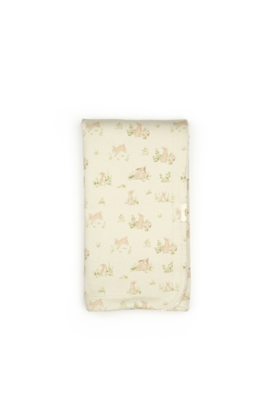 Paturica cu iepurasi pentru nou nascut, 85X85 cm, 100% bumbac organic, Rabbit, BabyCosy - Img 3