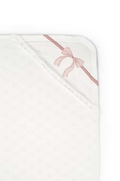 Paturica pentru nou nascut, 100% bumbac organic, Bow, BabyCosy, powder - Img 3
