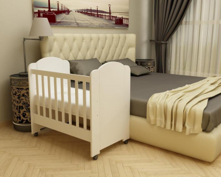 Patut MyKids MOKSI cu lat. demontabila Alb-Alb D101 - Img 3