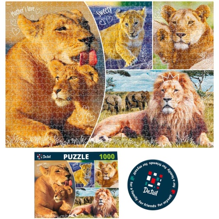 Puzzle Lion family, 47x67 cm, 1000 piese De.tail DT1000-01 - Img 2