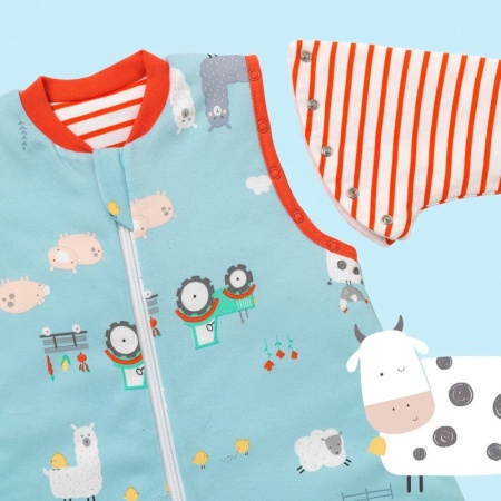 Sac de dormit cu picioruse si maneca lunga detasabila Farmyard 90 cm + manseta 3.5 Tog - Img 3