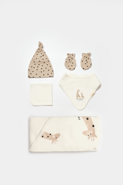 Set de 10 piese pentru nou nascut, 100% bumbac organic, Giraffe, BabyCosy - Img 9