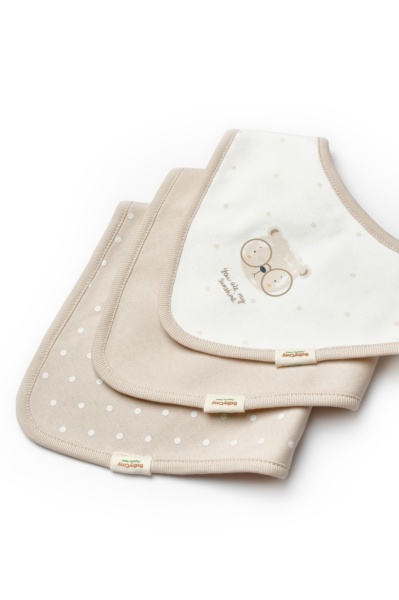 Set de 3 bavete pentru nou nascut, 100% bumbac organic, TeddyBear, BabyCosy - Img 4
