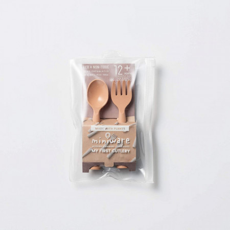 Set de tacamuri bebelusi Miniware My First Cutlery, 100% din materiale naturale biodegradabile, Toffee - Img 2