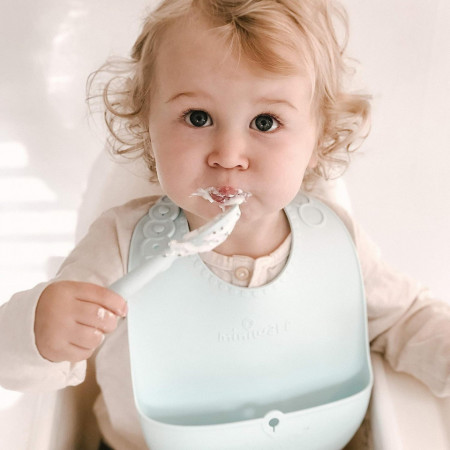 Set diversificare hrana bebelusi Miniware First Bites, 100% din materiale naturale biodegradabile, 4 piese, Aqua - Img 6
