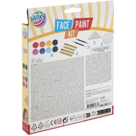 Set Pictura pe Fata pentru Copii - 16 Piese: 8 Vopsele, 4 Creioane, 2 Aplicatoare, 1 Burete Moxy GR730003 - Img 2