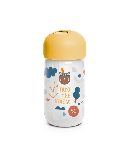 Sticla de apa cu pai inclus, 340 ml, galben, Forest, Suavinex - Img 2