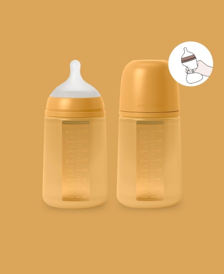 Biberon din silicon, 240ml, Colour Essence SX Pro debit mediu, galben mustar - Img 4