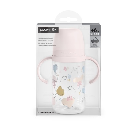 Cana cu mustiuc din silicon, 270 ml, Bears, roz, Suavinex - Img 3
