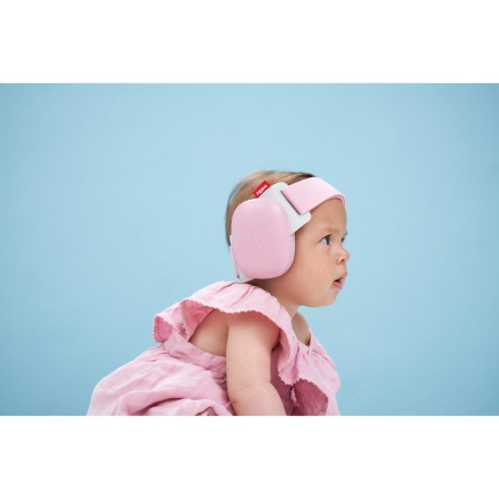 Casti antifonice pentru bebelusi si copii pana la 4 ani, ofera protectie auditiva, SNR 24, roz, ALPINE Muffy Baby Rose Pink ALP29642 - Img 9