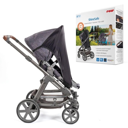 Copertina protectie solara carucior copii, UV 50+, parasolar universal reglabil, protectie vant si ploaie, material elastic, montare rapida, Reer ShineSafe 84251 - Img 2