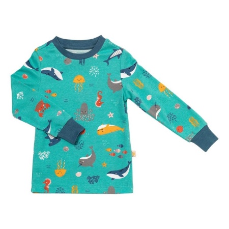 Pijama 100% bumbac organic, Under the Sea, 4-5 ani - Img 2