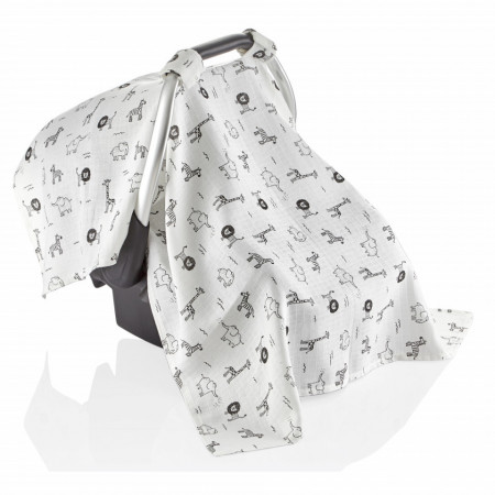Protectie soare din muselina pentru scaun auto 0-13 kg (Model: Dino) - Img 5