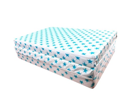Saltea Pliabila Spuma Poliuretanica 120x60x5 cm - Light Blue Stars - Img 3