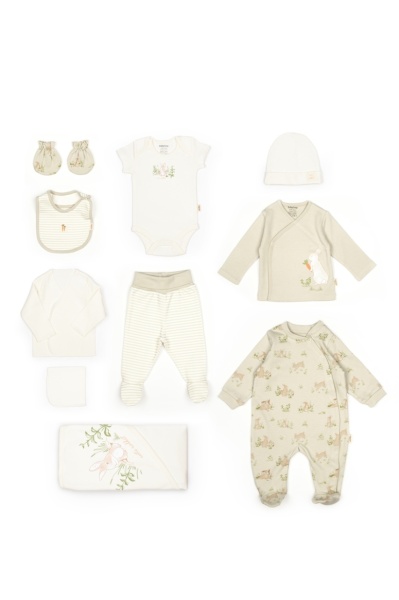 Set de 10 piese pentru nou nascut, 100% bumbac organic, Rabbit, BabyCosy - Img 2