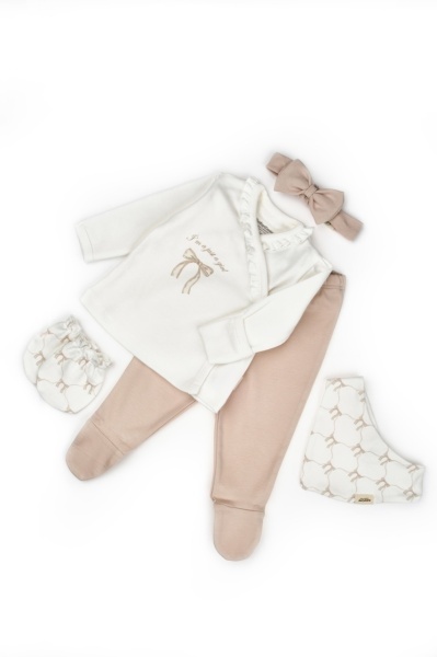 Set de 5 piese pentru nou nascut, Bow, stone, BabyCosy - Img 2