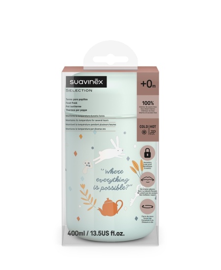 Termos alimentar Wonder, 400 ml, verde, Suavinex - Img 3