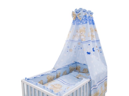 Baldachin bumbac mic MyKids Teddy Hug Blue - Img 2