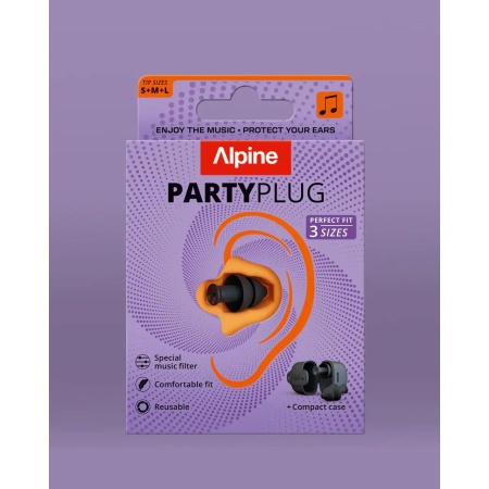 Dopuri de urechi cu filtru muzical pentru festivaluri si concerte, 3 dimensiuni incluse (S/M/L), protectie zgomote SNR 19dB, reutilizabile, negre, ALPINE PartyPlug 2025 ALP20054 - Img 2