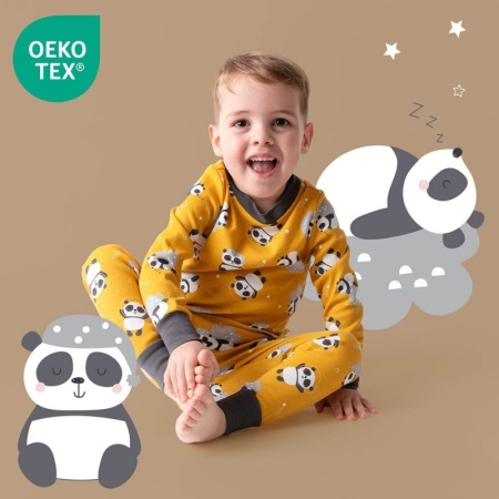 Pijama 100% bumbac organic, Panda, 7-8 ani - Img 2