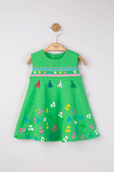 Rochita de vara pentru fetite Ciucurasi, Tongs baby (Culoare: Verde, Marime: 6-9 luni) - Img 4