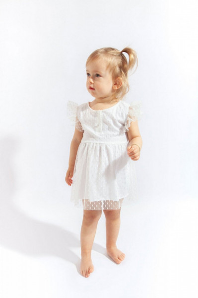 Rochita eleganta cu tulle pentru fetite, Tongs baby (Culoare: Ecru, Marime: 9-12 luni) - Img 4