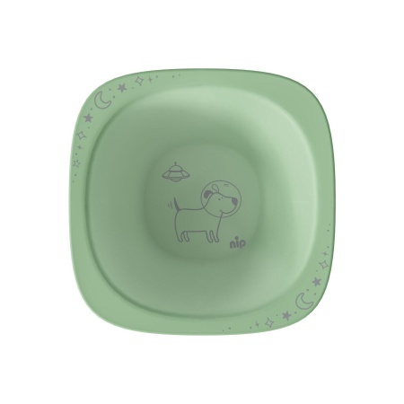 Set 2 castroane nip® Green pentru mancarea copiilor cu motive gravate laser, din materiale naturale regenerabile, fara BPA, fara melamina, lavabile in masina de spalat vase, Made in Germany, 4+ luni, verde, nip 38844 - Img 2