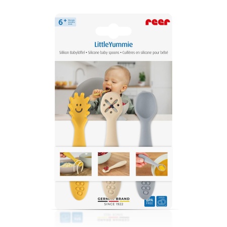 Set 3 lingurite din silicon LittleYummie, pentru bebelusi, 6+ luni, Reer 23072 - Img 2
