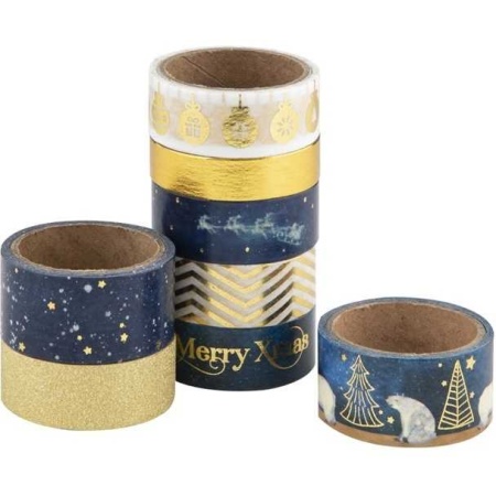 Set 8 role banda adeziva decorativa Wahi Tape Craciun Grafix GR0510KGE - Img 3