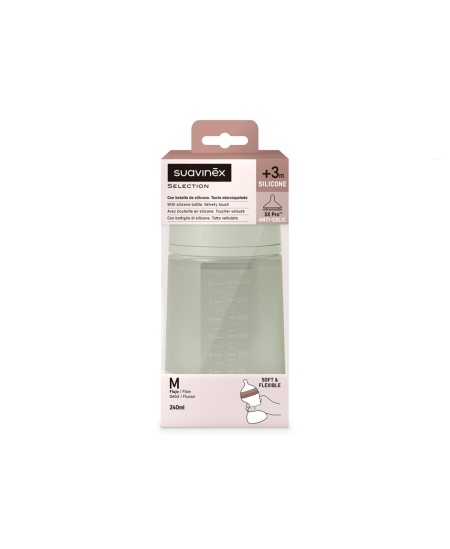Biberon din silicon, 240ml, Colour Essence SX Pro debit mediu, verde - Img 3