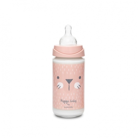 Biberon din sticla 240 ml cu tetina rotunda din silicon, 3 fluxuri, pisica verde Hygge Suavinex - Img 4