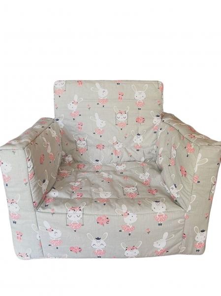 Fotoliu din burete pentru copii MyKids Dancing Bunny Gray - Img 2