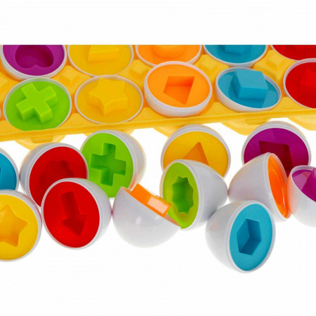 Joc educativ Matching eggs, Set 12 oua pentru invatarea formelor si culorilor Ikonka IK17739 - Img 5