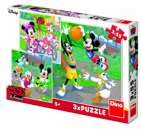 Puzzle 3 in 1 - Mickey si Minnie sportivii (3 x 55 piese) - Img 2