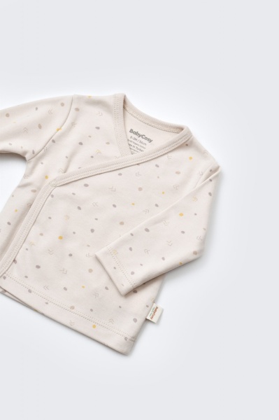 Set 5 piese pentru nou nascut - 100% bumbac organic - Crem cu buline, BabyCosy - Img 5