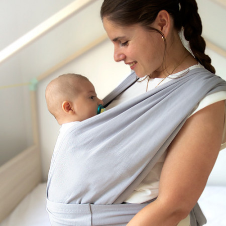 Sistem de purtare wrap elastic pentru bebelusi BabyJem (Culoare: Gri) - Img 8