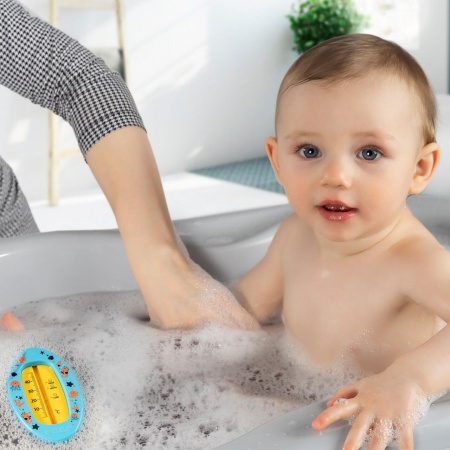 Termometru de baie pentru copii, fara mercur, fara BPA, 0+ luni, albastru, Reer 24123 - Img 3