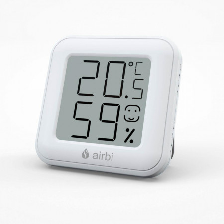 Termometru si higrometru digital de camera, ecran LCD, memorie, suport expandabil cu magnet, alb, AirBi SMILE BI1040 - Img 2