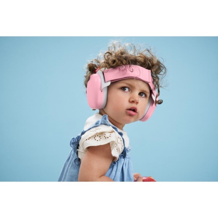 Casti antifonice pentru bebelusi si copii pana la 4 ani, ofera protectie auditiva, SNR 24, roz, ALPINE Muffy Baby Rose Pink ALP29642 - Img 5