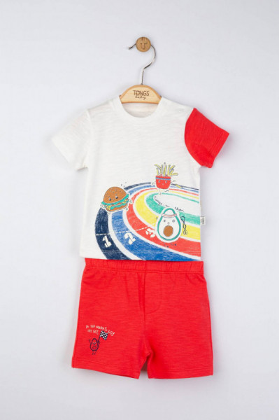 Compleu 2 piese Maraton pentru baietei, Tongs baby (Culoare: Somon, Marime: 9-12 luni) - Img 2