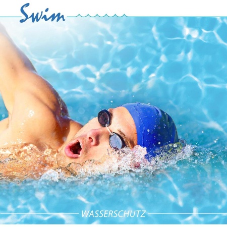 Dopuri de urechi pentru inot, impiedica patrunderea apei in urechi la adulti, reutilizabile, hipoalergenice, albastre, SANOHRA Swim - Img 3