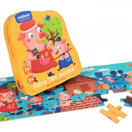 Puzzle poveste – Cei trei purcelusi, 36 piese Mideer MD3060 - Img 2