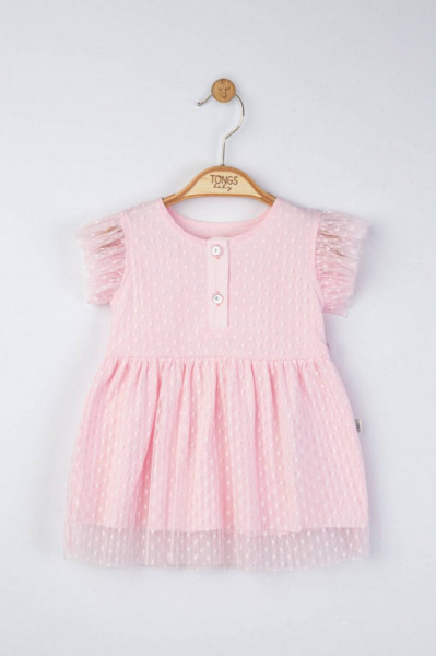 Rochita eleganta cu tulle pentru fetite, Tongs baby (Culoare: Ecru, Marime: 6-9 luni) - Img 3